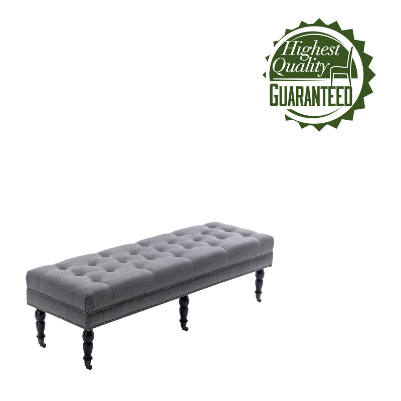 Alcott Hill Casablanca Fabric Upholstered Bench with Wheels Wayfair